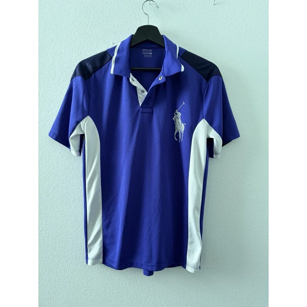 Polo Ralph Lauren Men's Performance Polo Shirt Blue White Short Sleeve Xl